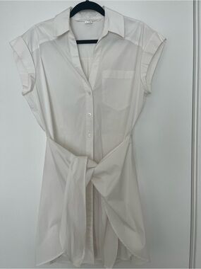 Veronica Beard Short Sleeve Tie-Front Shirt Dress, Size 6